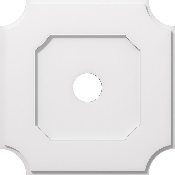 Ekena Millwork Locke Architectural Grade PVC Ceiling Medallion, 18"OD x 3"ID x 10 3/4"C x 1"P, One-Piece CMP18LE-03000 - main